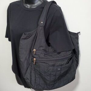 LUG Hopscotch Quilted Travel Shoulder Bag Handbag Purse Black 17 x 12.5 x 5